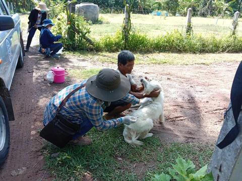 ลงพื้นที่ฉีดวัคซีนป้องกันและควบคุมโรคพิษสุนัขบ้า (บ้านตากแดด)