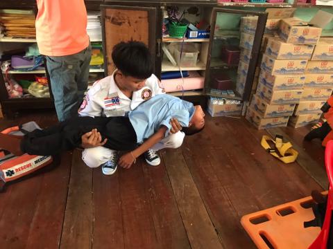 ซ้อมแผนการเตือนภัย ณ ศูนย์พัฒนาเด็กเล็กโรงเรียนบ้านหนองงิ้วฯ