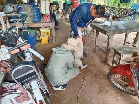 ออกฉีดวัคซีนป้องกันและควบคุมโรคพิษสุนัขบ้า ณ บ้านหนองตาโรง หมู่ที่ 10