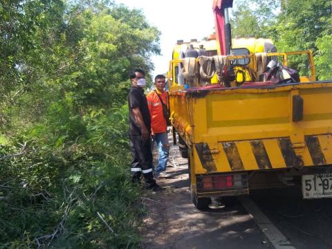 ลงพื้นที่ประสานงานการทำงานกับเจ้าหน้าที่หมวดทางหลวงนางรอง